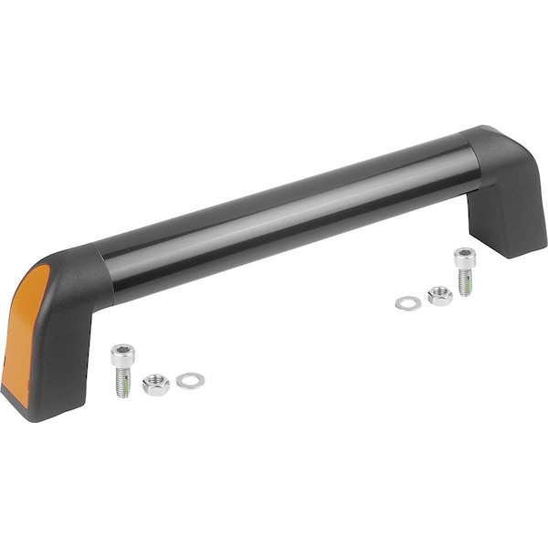 Tubular Handle Bighand, A=600, L=633, 4 Aluminum Black Grey Powder-Coated, Comp: Plastic, Black ,